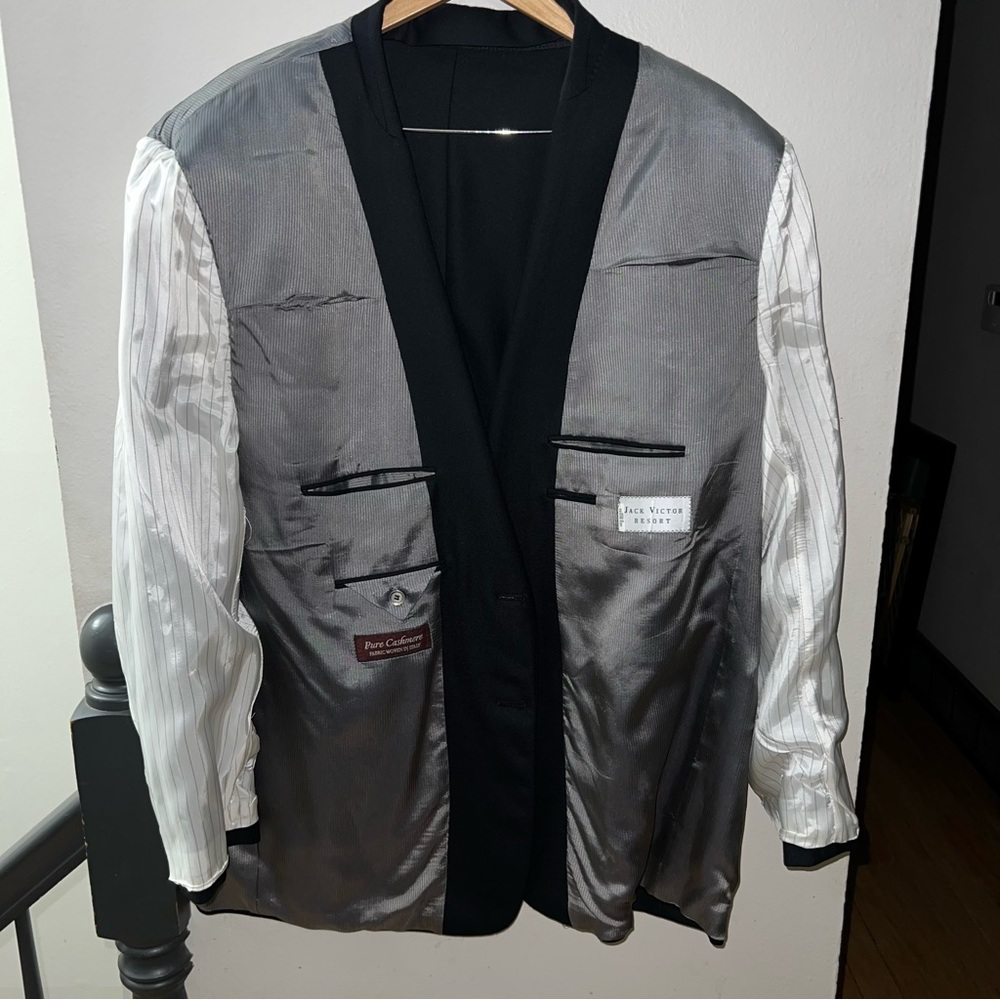 Jack Victor Black Cashmere Blazer 100% Italian Fabric Size 50L | Made in Canada - Picture 13 of 14